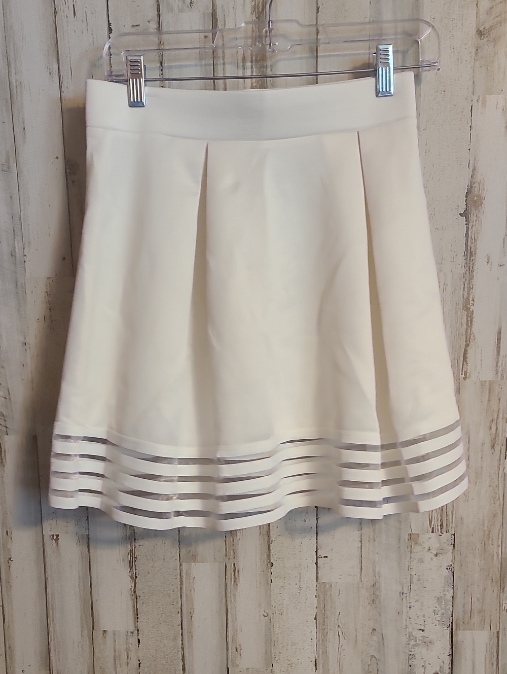 Material Girl Cream Circle Skirt with Sheer Stripe Hem